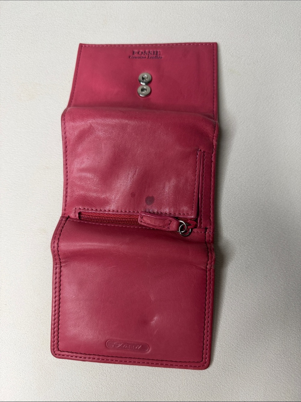 Fossil Compact Leather Wallet - Raspberry - Picture 7 of 7